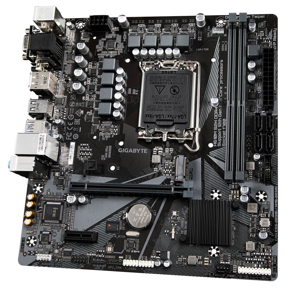 Gigabyte H610M S2H DDR4 Motherboard - Micro ATX, LGA1700 Socket, H610 Chipset, USB 3.2 Gen 1, Gigabit LAN, Built-in Graphics, 8-Channel HD Audio
