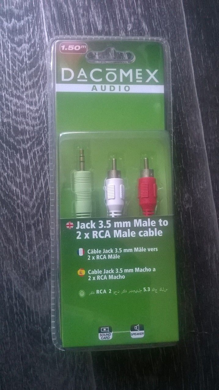 DACOMEX 3.5mm Male to 2 RCA Male Cable - 1.5m