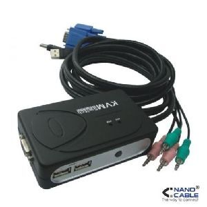 Commutateur KVM Nanocable 1U-2PC+Câble SVGA USB