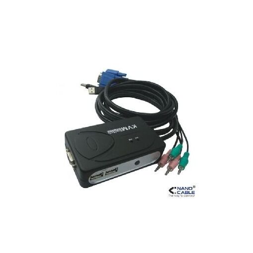 Conmutador KVM Nanocable 1U-2PC+Cable SVGA USB