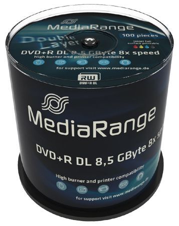 MediaRange 100x DVD+R DL 8.5GB 8x Printable by Inkjet