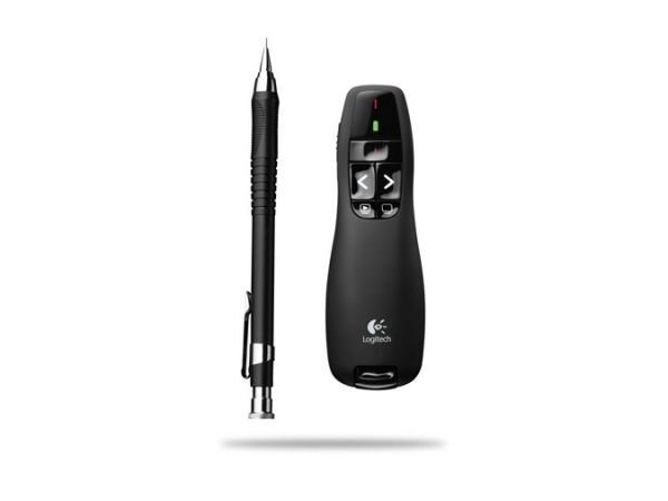 Presentador inalámbrico Logitech R400 (Dimensiones: 135 x 42 x 27 mm, Negro)