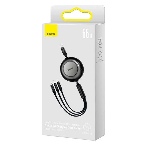 Baseus 3-in-1 Retractable Cable, Black