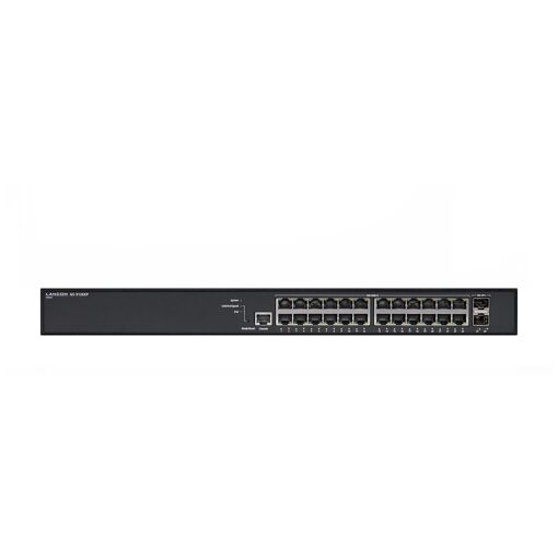 Commutateur réseau Lancom GS-3126XP géré L3, 10/100/1000 Gigabit Ethernet, 24 ports RJ-45, console RJ-45, 32 000 entrées MAC, 88 Gbit/s de capacité de commutation, normes IEEE 802.3, PoE