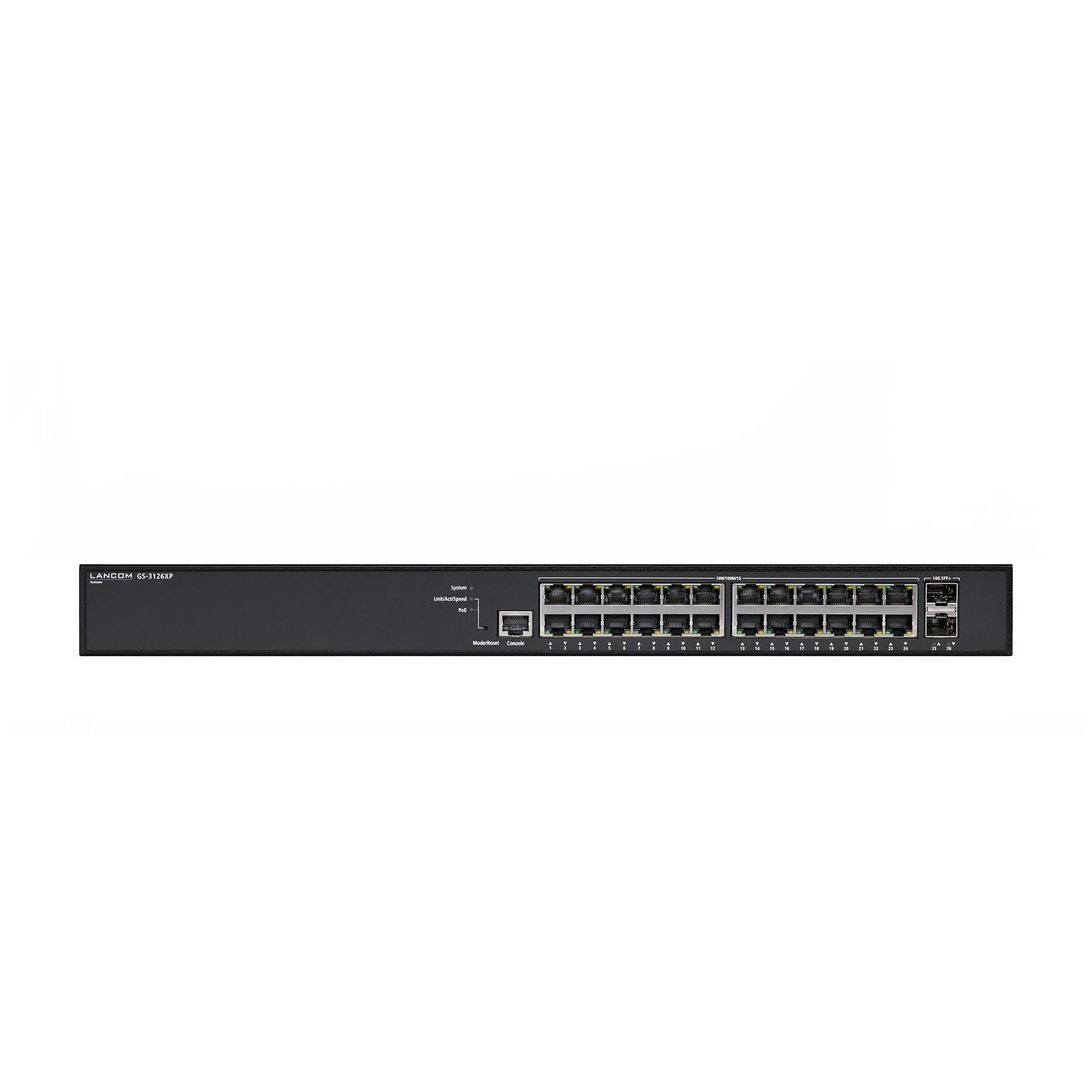 Lancom GS-3126XP Managed L3 Gigabit Ethernet Switch (10/100/1000) with PoE, 24 Ports, Black