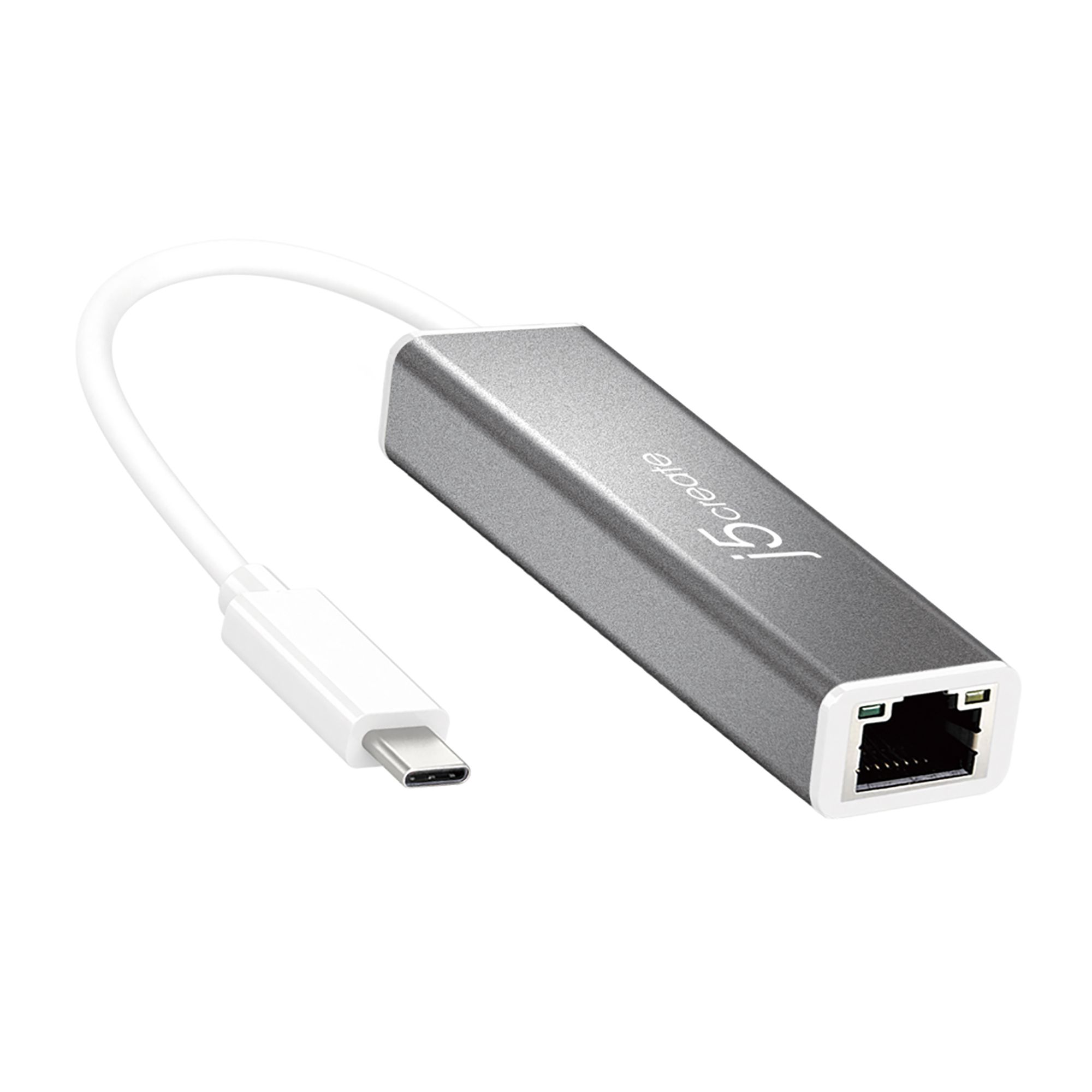 j5create USB-C to Gigabit Ethernet Adapter, Grey and White