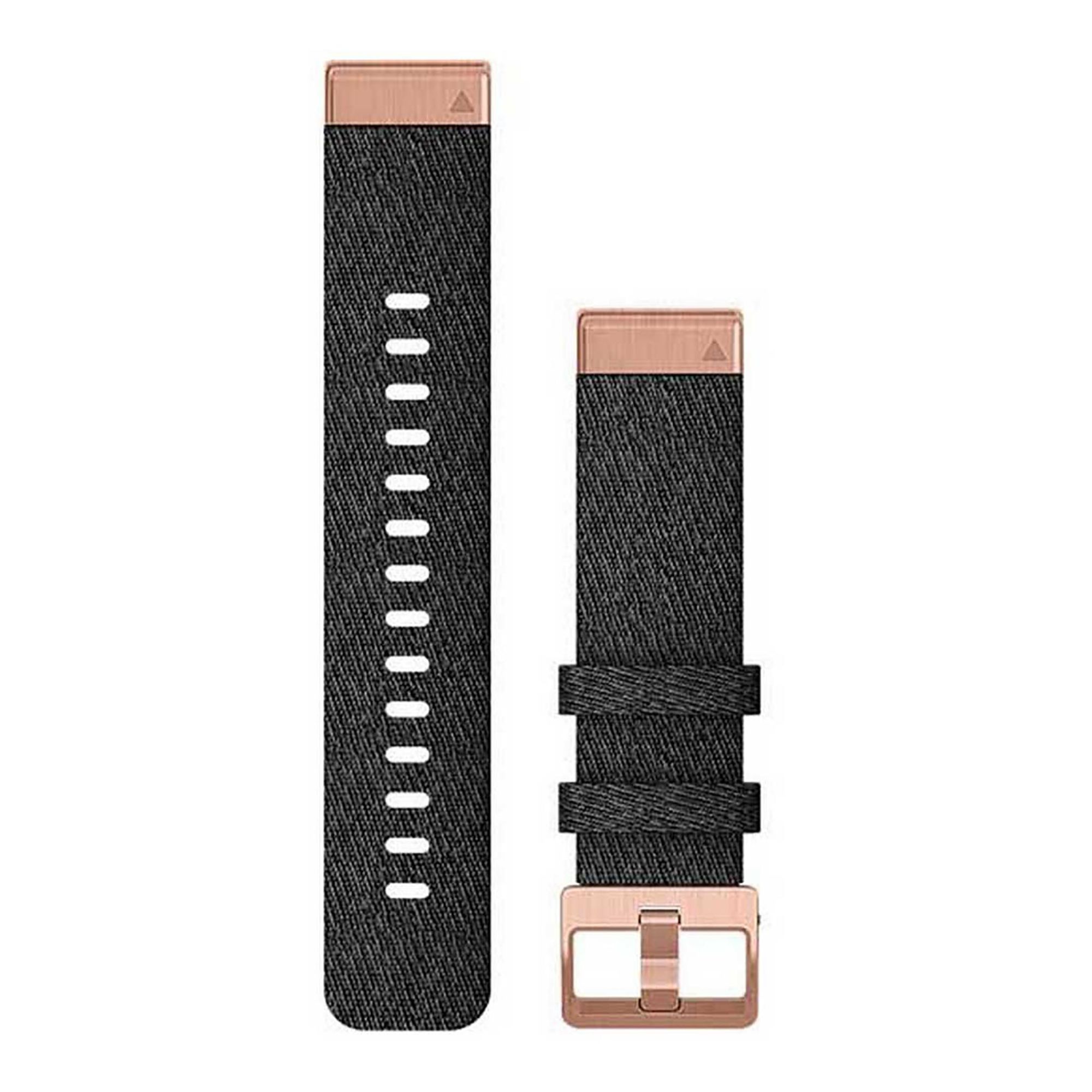 Garmin Quick Fit 20mm Strap - Heathered Black Nylon/Rose Gold