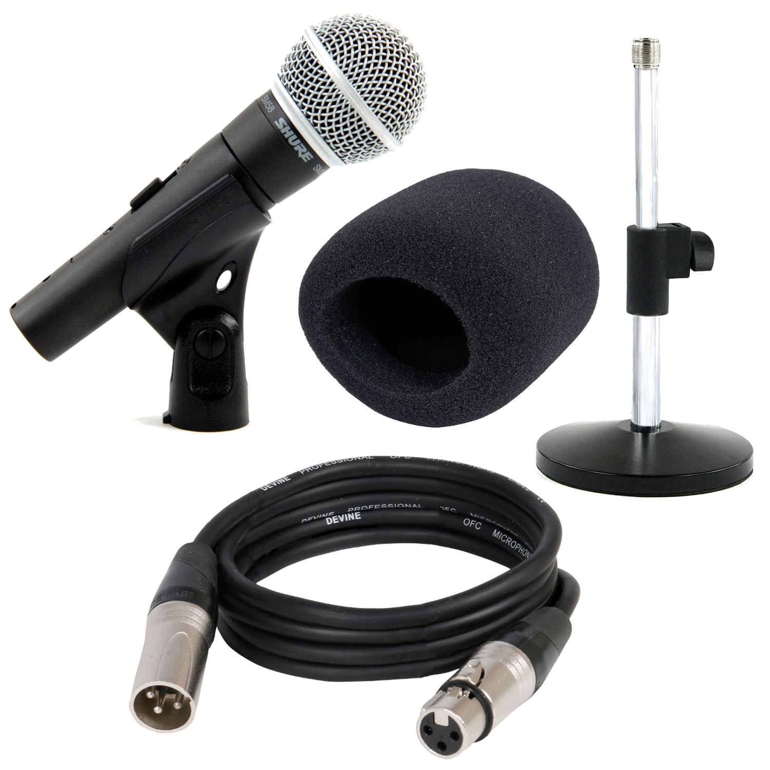 Shure SM58 SE Microphone with Stand, Cable and Wind Shield
