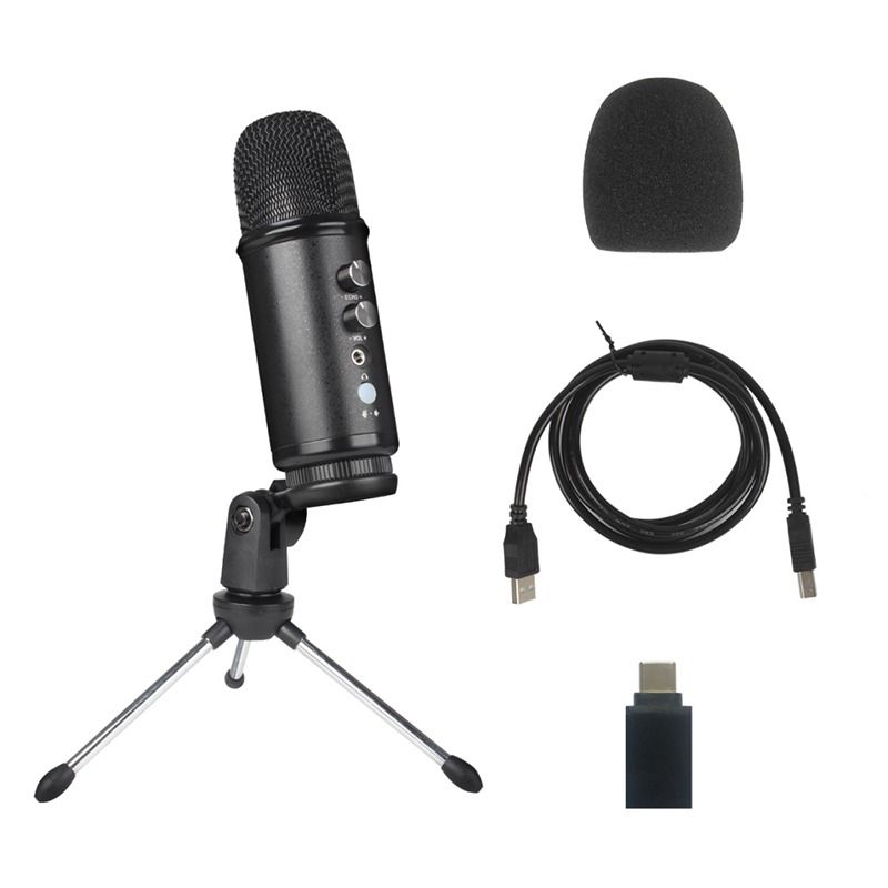 USB Condenser Microphone - Studio Recording & Streaming with Tripod