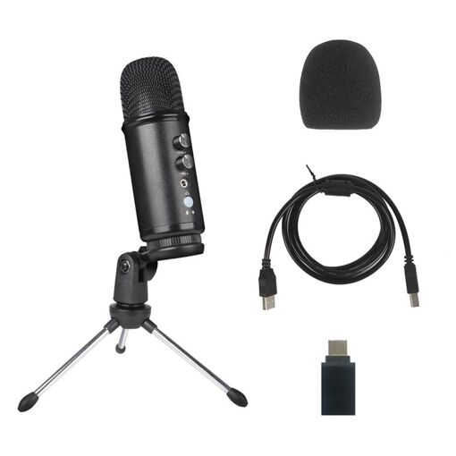 USB Condenser Microphone - Studio Recording & Streaming with Tripod