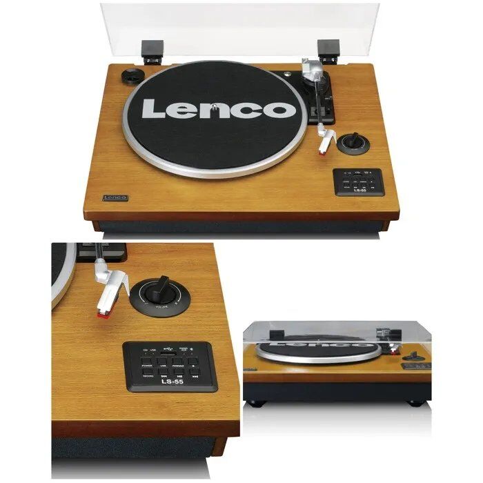 Plato giratorio de vinilo de madera vintage Lenco - Bluetooth 5.0 - 33-45-78 rpm MP3 USB