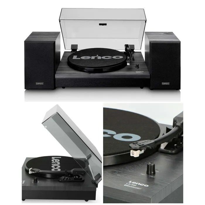 Turntable de vinilo Lenco LS-300 con Bluetooth y dos altavoces externos (Negro)