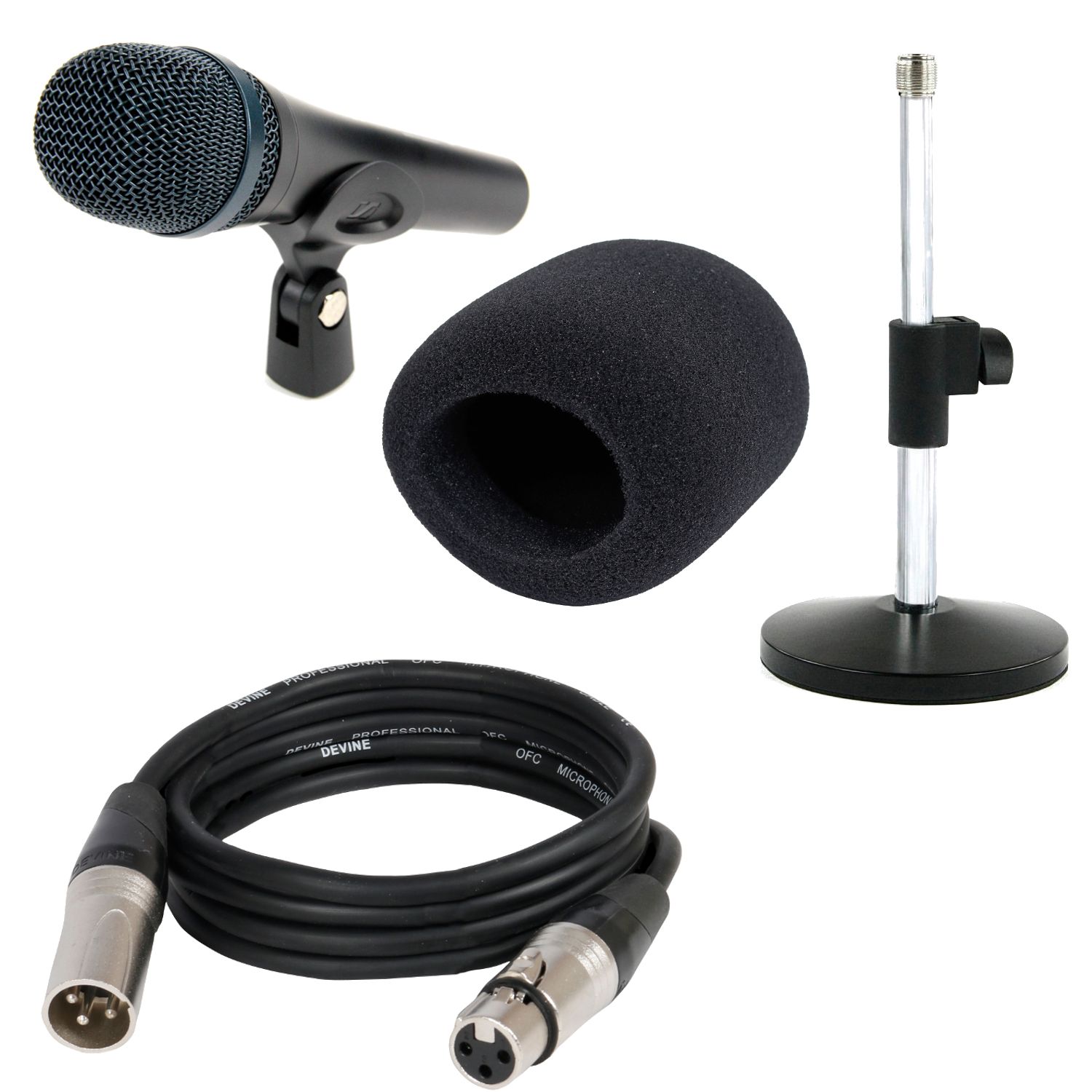 Sennheiser e 945 Table Stand, Cable & Wind Screen