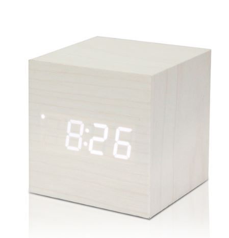 Reloj de alarma Gingko GK08W13 - Cubo Blanco - LED Blanco