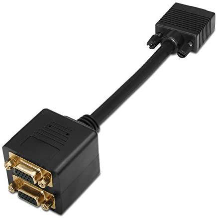 AISENS A113-0080 - Câble diviseur SVGA (HDB15/M-2xHDB15/H, 20 cm) Couleur Noir