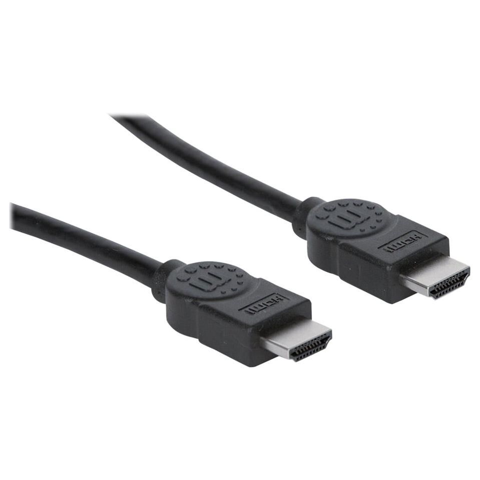 Manhattan HDMI Cable, 4K@30Hz (High Speed), 3m, Male to Male, Black, Ultra HD 4k x 2k, Fully Shielded, Gold Plated Contacts, Lifetime Warranty, Polybag - Câble HDMI - HDMI mâle pour HDMI mâle - 3 m - double blindage - noir - support 4K, support...