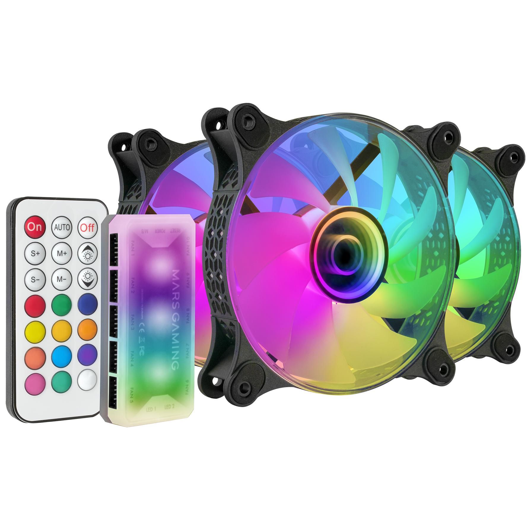 Mars Gaming MF3DKIT système de refroidissement d'ordinateur Boitier PC Ventilateur 12 cm Noir 3 pièce(s)