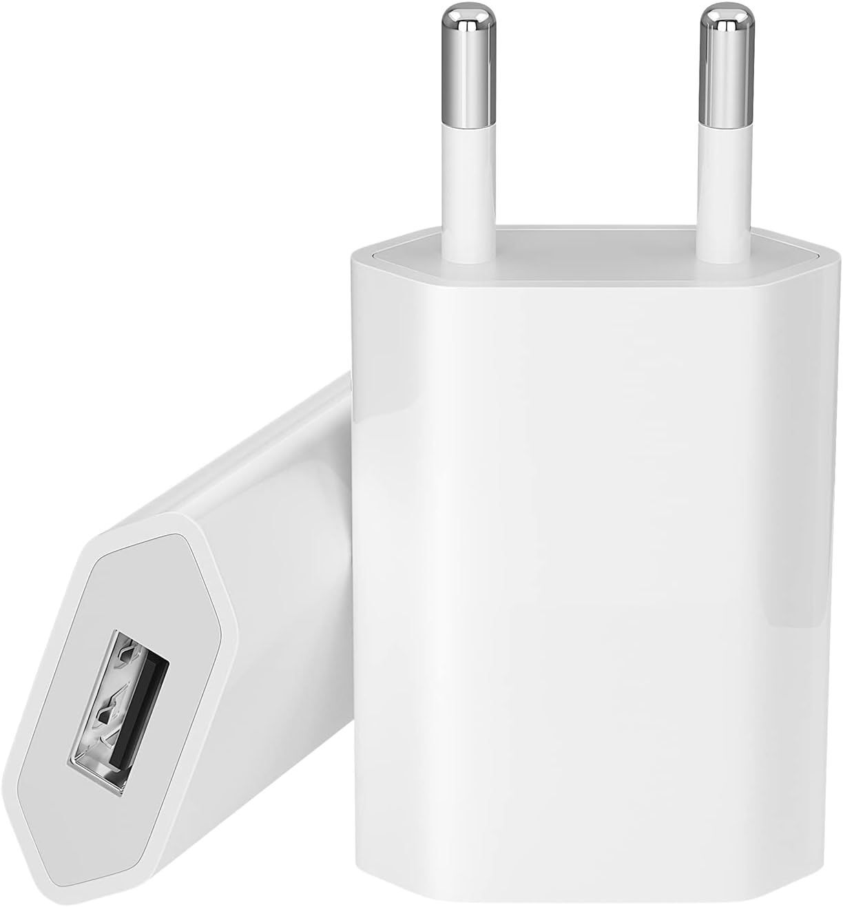 Lot de 2 chargeurs USB, adaptateur secteur, pointe de chargeur pour iPhone 11, X, 8, 7, 6, XR, XS, Plus, Pro, SE, Mini, iPad, Samsung Galaxy/Note Xiaomi Huawei Sony LG Bloc de chargeur USB universel 5