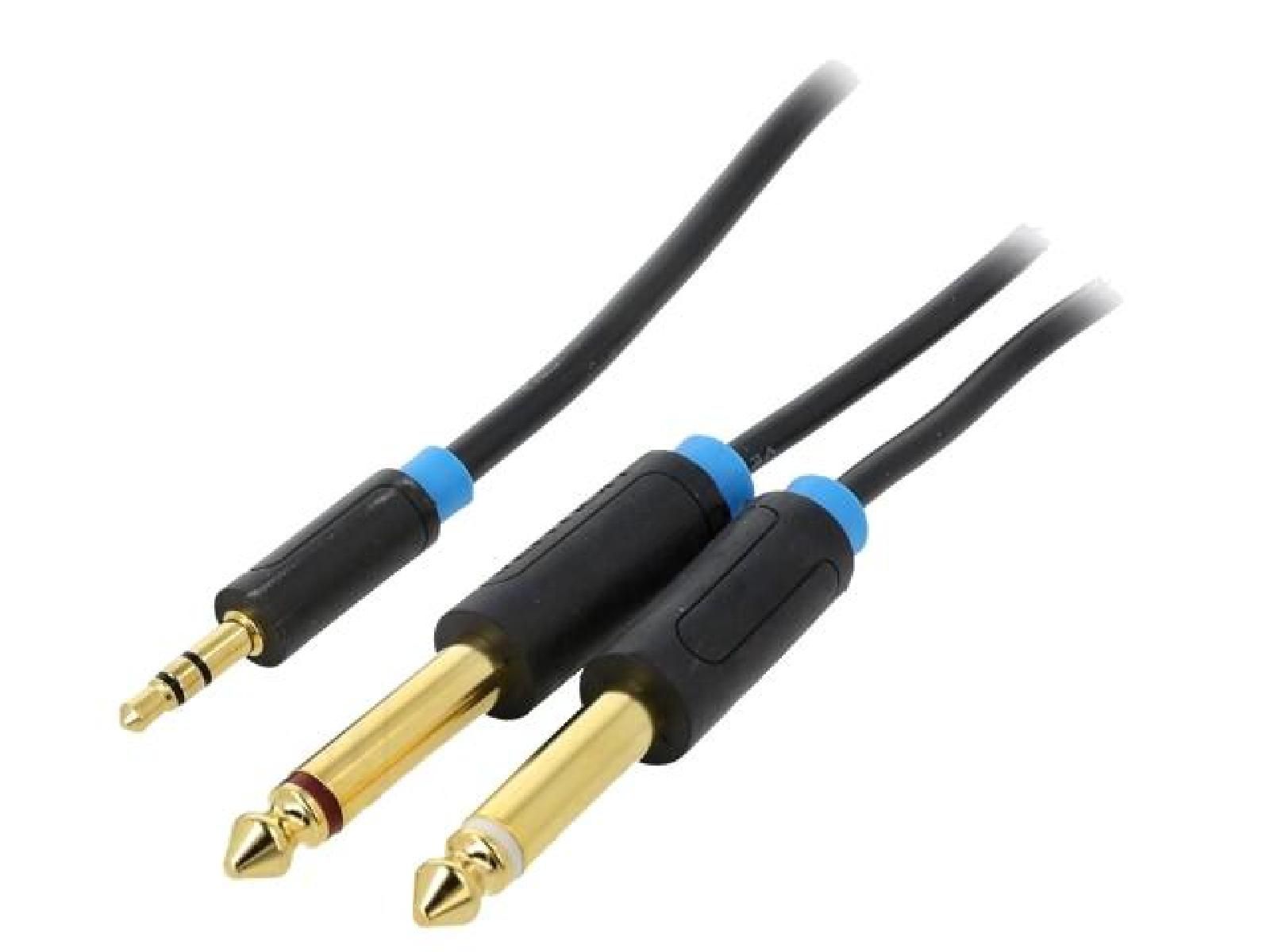 Cable Jack 3.5mm 3pin Male vers 2x Jack 6.3mm Male 1.5m