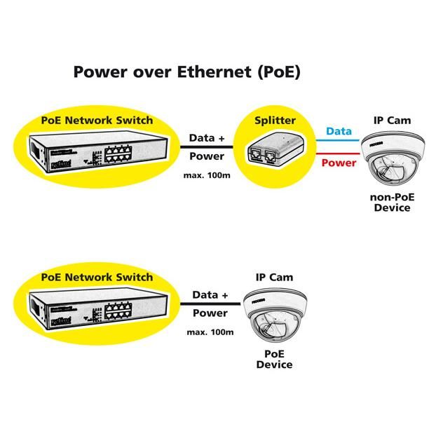 ROLINE Switch Fast Ethernet PoE, 130W, 8 ports