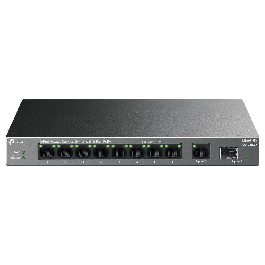 TP-Link LiteWave LS1210GP commutateur réseau Non-géré Gigabit Ethernet (10/100/1000) Connexion Ethernet, supportant l'alimentation via ce port (PoE) Noir