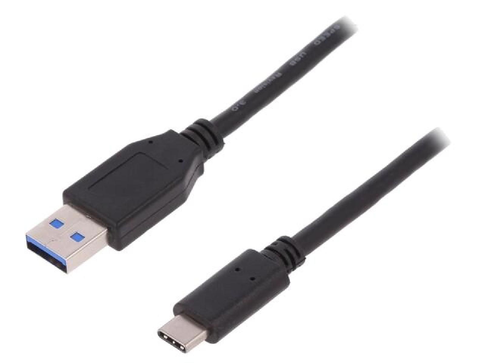 Cable ADNAuto USB 2.0 - Latón cromado USB A a USB C - Negro 1m