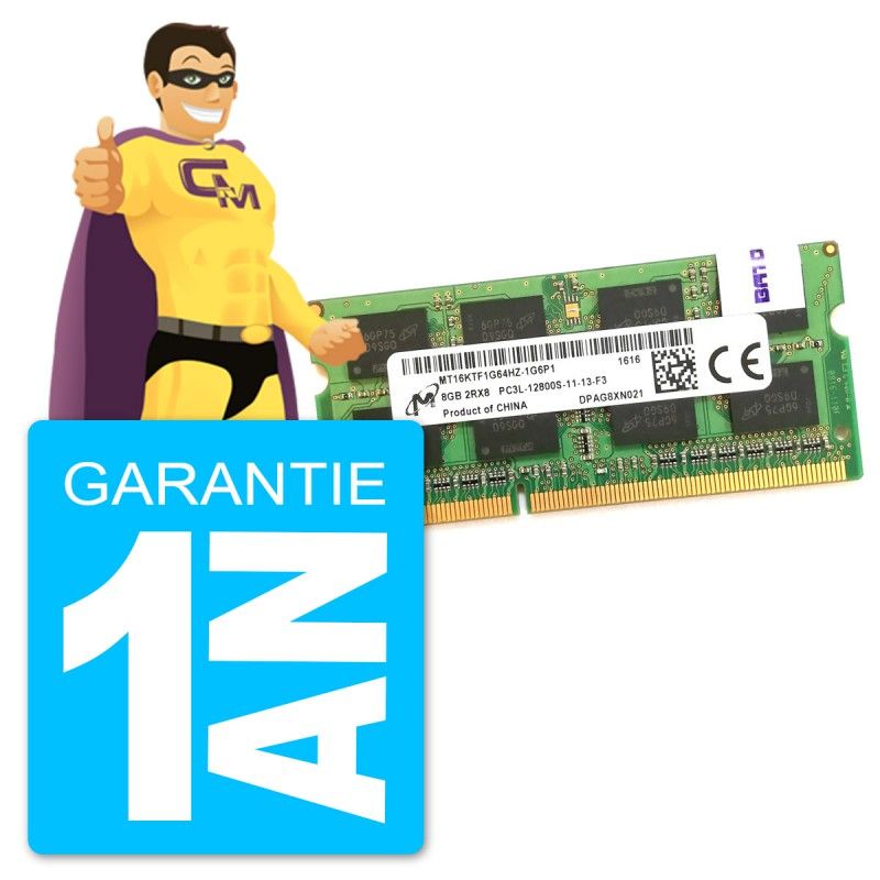 8Go RAM DDR3 PC3L-12800S Micron MT16KTF1G64HZ-1G6P1 SODIMM PC Portable