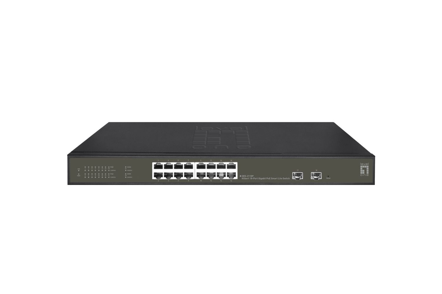 LevelOne GES-2118P commutateur réseau Géré L2 Gigabit Ethernet (10/100/1000) Connexion Ethernet, supportant l'alimentation via ce port (PoE) Noir