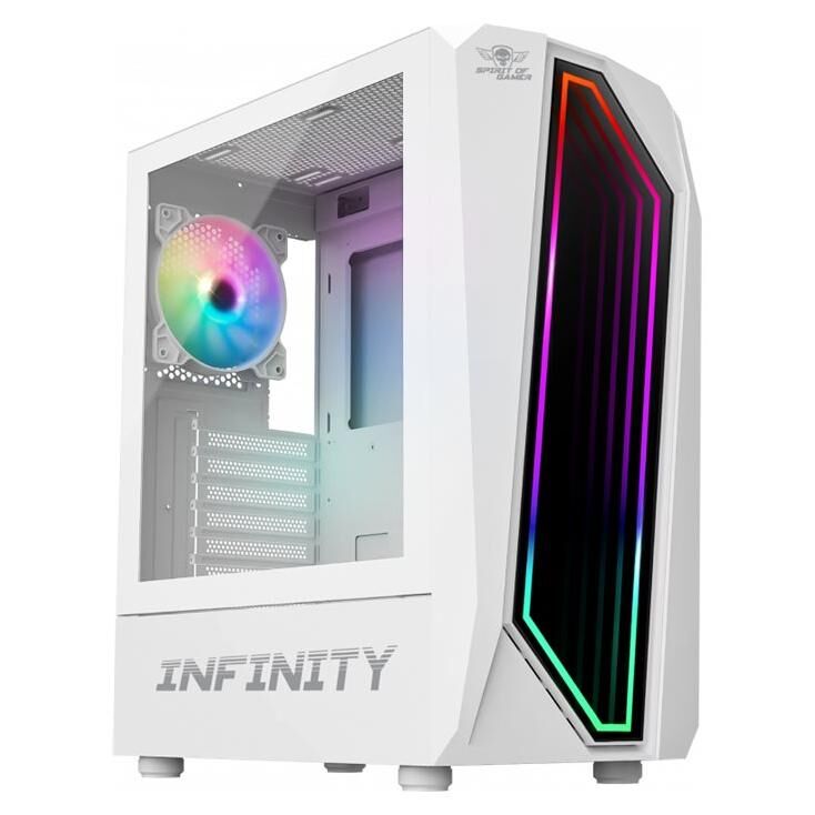 Suza Spirit of Gamer INFINITY - Artic Edition - medium tower - ATX - panneau latéral fenêtré (acrylique) - pas d'alimentation (ATX / EPS) - blanc - USB/Audio/Mic