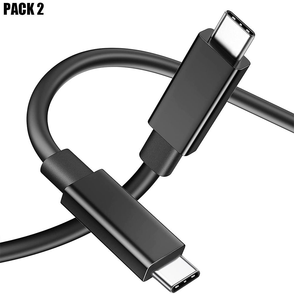 Câble USB-C vers USB-C pour iPhone 16 Pro Max, iPhone 16 Pro, iPhone 16, iPhone 16 Plus - Noir 1M - Lot de 2 - E.F.Connection