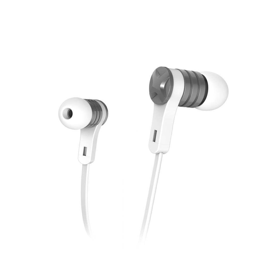 Casque "Intense", intra-auriculaire, microphone, câble plat, blanc