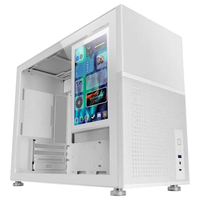 Boitier PC Mini Tour Micro ATX Mars Gaming MC-LCD avec panneau vitré - Blanc