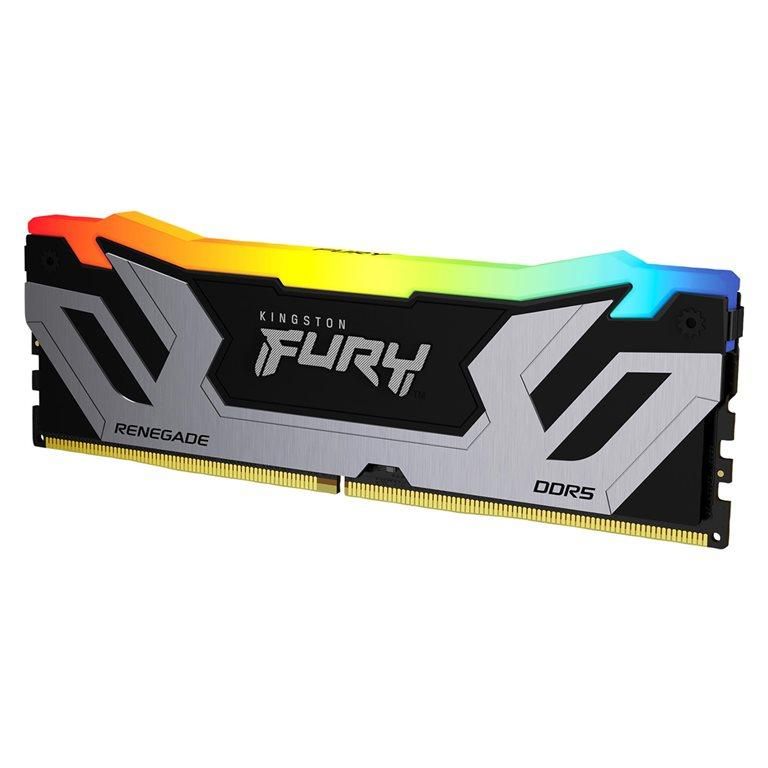 Kingston FURY Renegade RGB - DDR5 - module - 24 Go - DIMM 288 broches - 4200 MHz / PC5-67200 - CL40 - 1.45 V - mémoire sans tampon - on-die ECC - noir et argent
