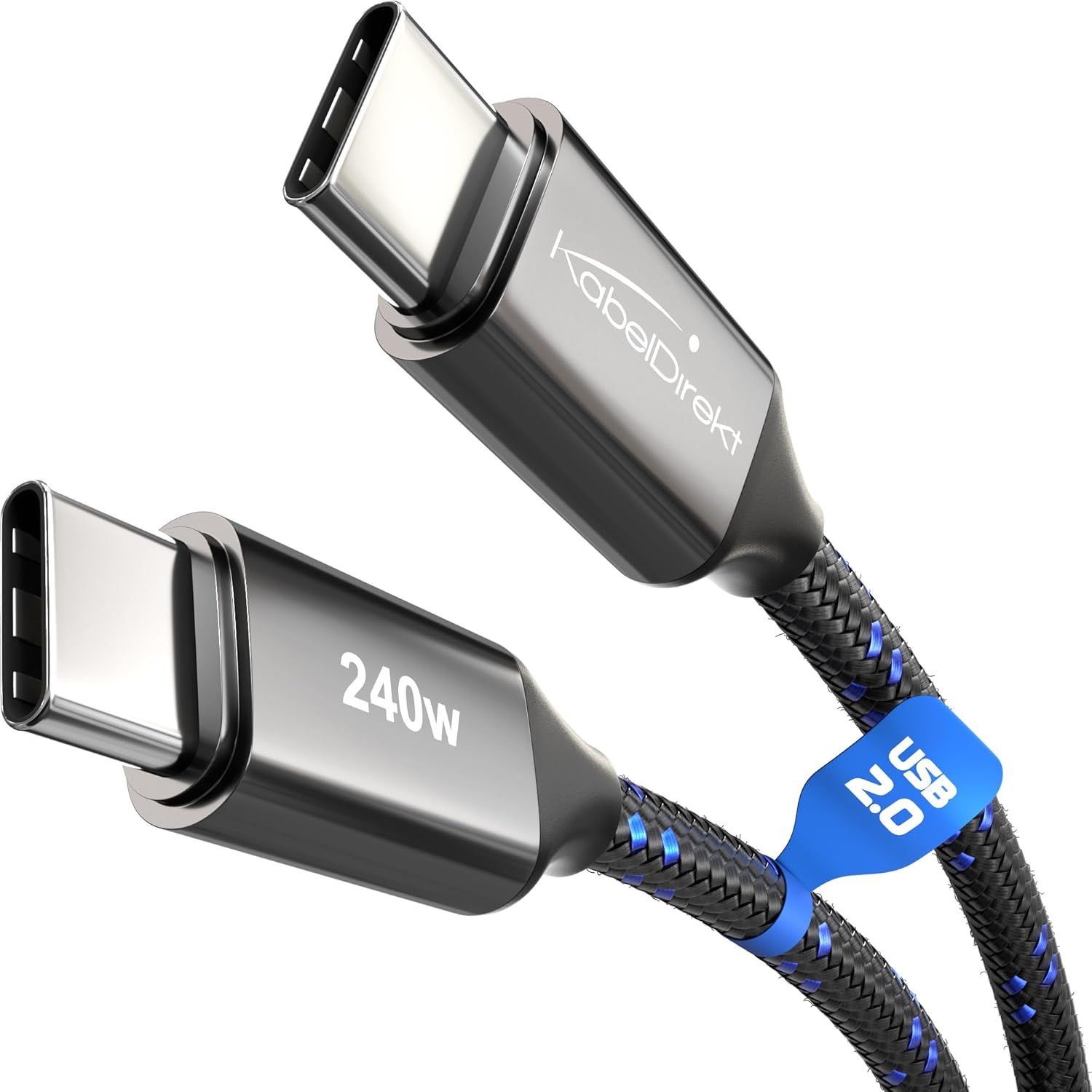 ¿ Câble Usb-C Pour Charge Rapide, Connecteurs Métalliques + Tres En Nylon, Usb 2.0 ¿ 2X 1M (Charge Téléphones/Ordinateurs Portables Jusqu'À 240W, Câble De Charge/Données)[L3591]