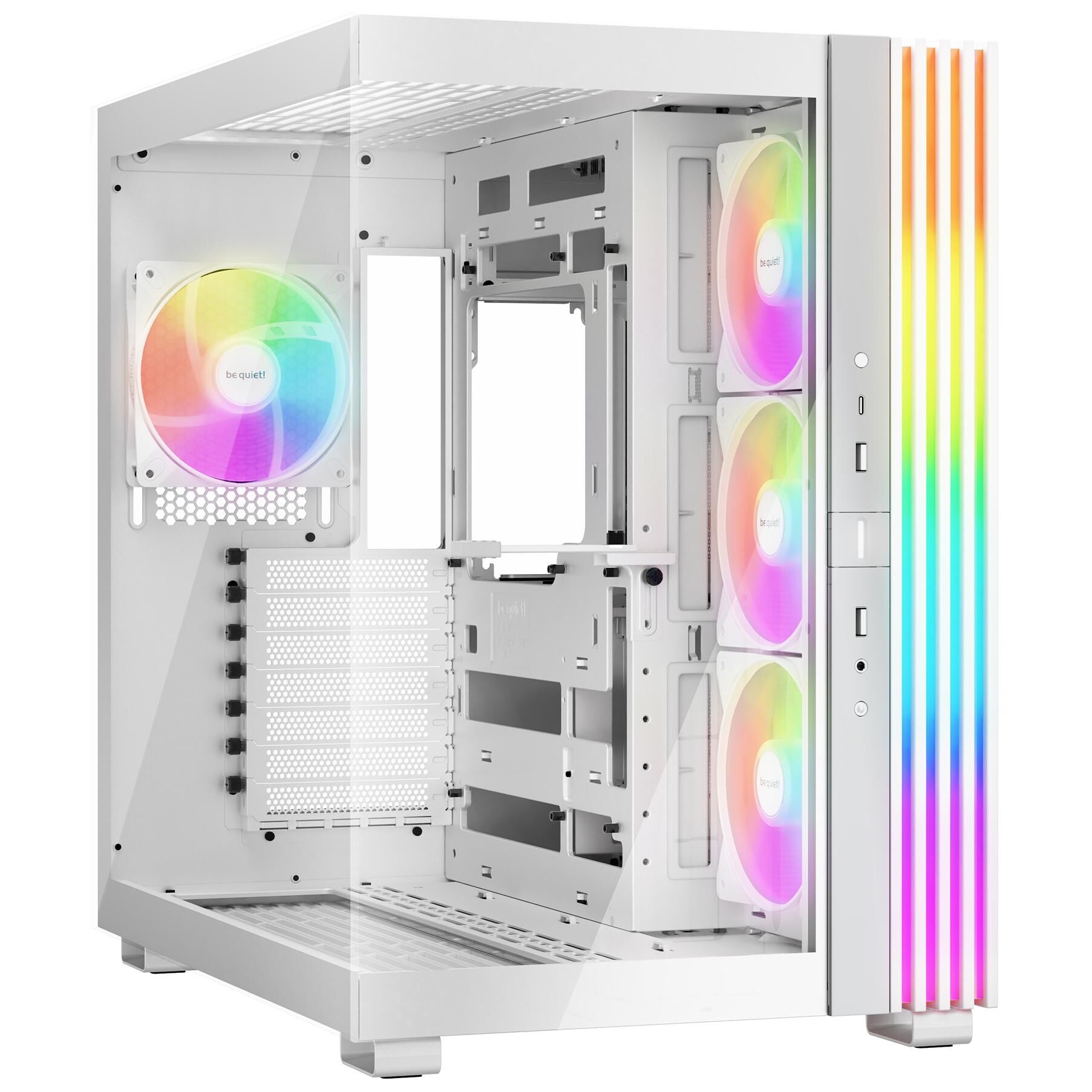 be quiet! Light Base 600 LX Blanc  Boîtier PC ARGB vitré, Mini ITX / Micro ATX / ATX, 4 ventilateurs Light Wings 120 mm PWM