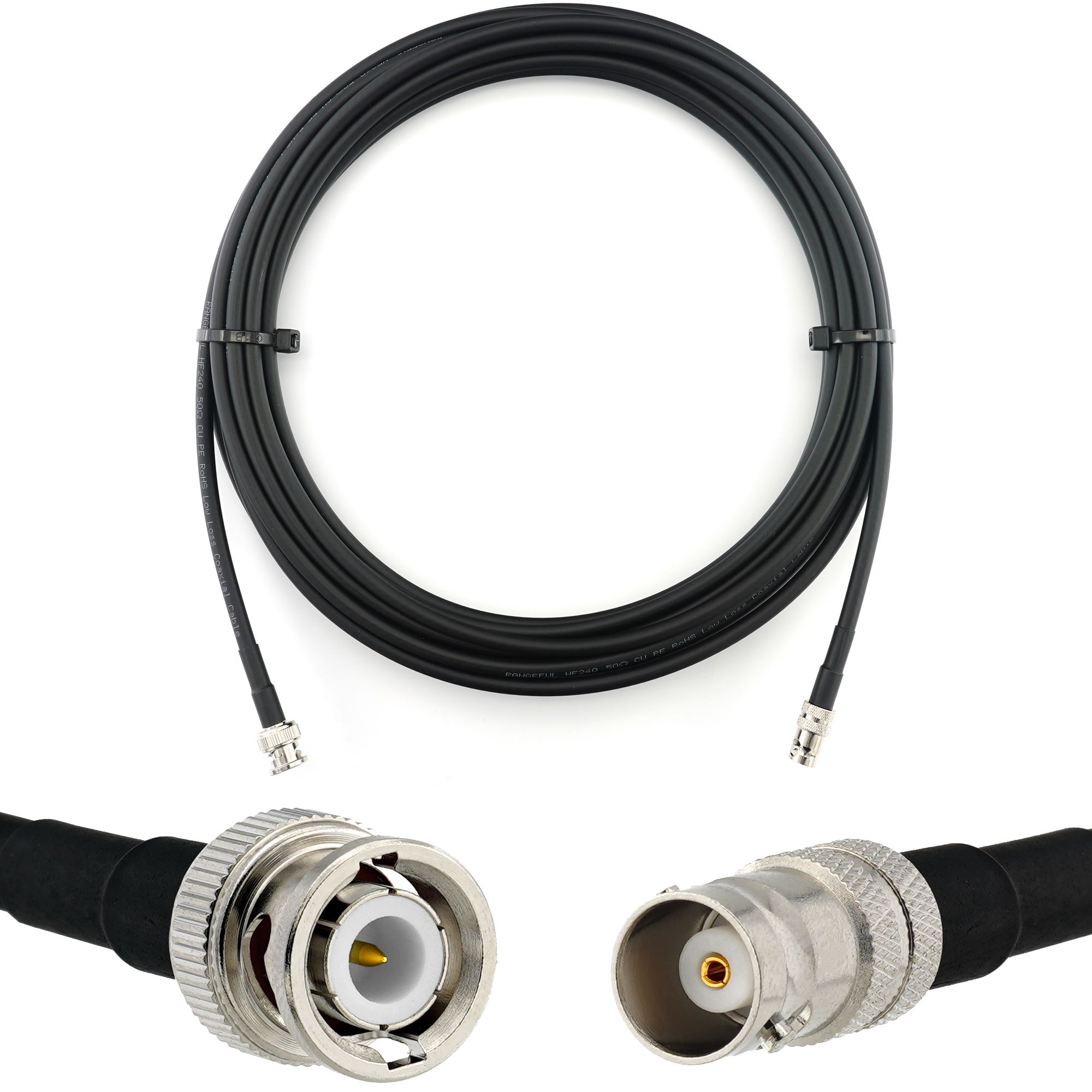 BNC mâle vers BNC femelle 5m câble coaxial - cable d'extension HF240 (LMR 240 équivalent) etanche - rallonge BNC pour Antenne CB Radio Amateur Sans fil Radio WIFI adaptateur UHF VHF