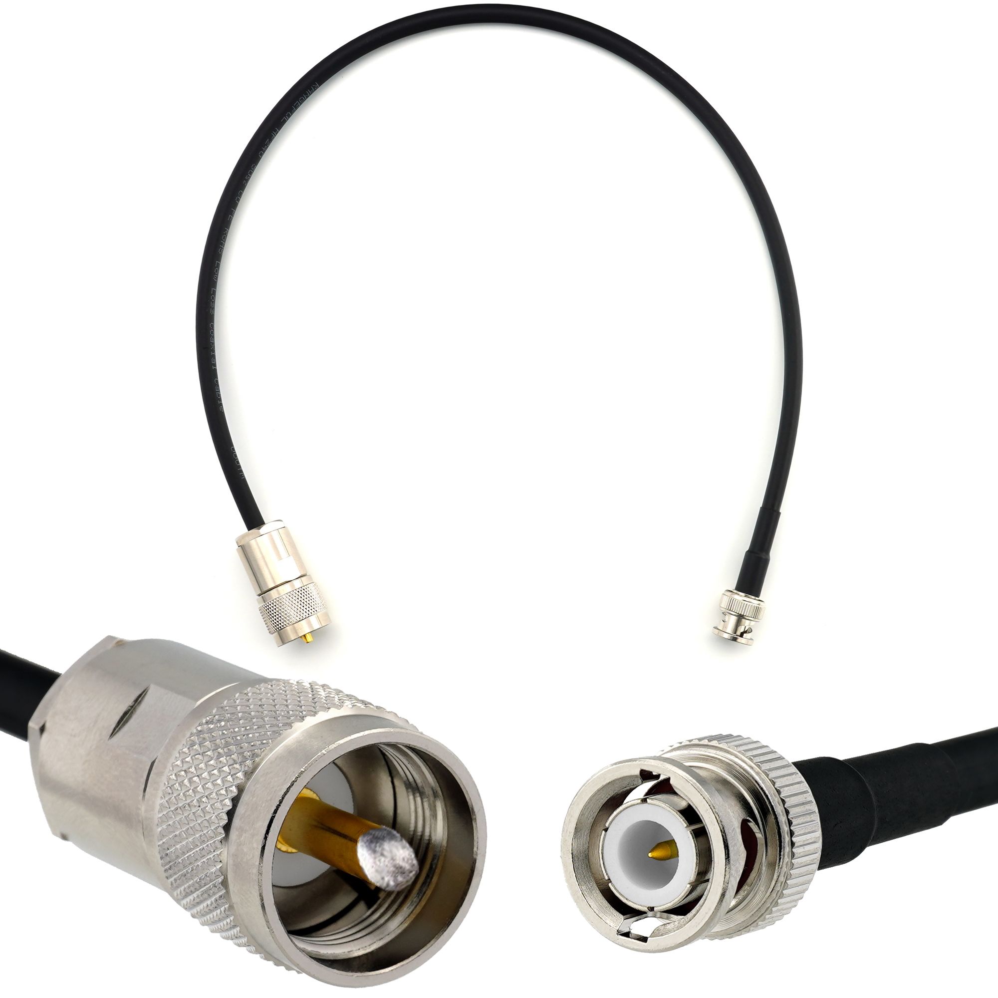 BNC mâle vers PL259 50cm câble coaxial - cable d'extension HF240 (LMR 240 équivalent) etanche - rallonge BNC PL pour Antenne CB Radio Amateur Sans fil Radio WIFI adaptateur UHF VHF
