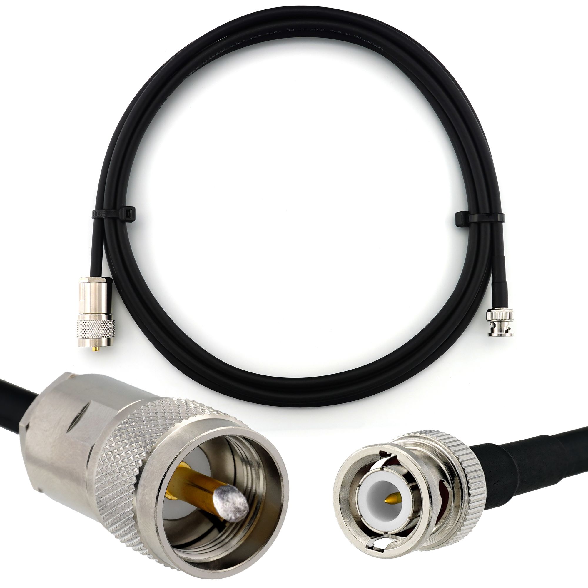 BNC mâle vers PL259 1m câble coaxial - cable d'extension HF240 (LMR 240 équivalent) etanche - rallonge BNC PL pour Antenne CB Radio Amateur Sans fil Radio WIFI adaptateur UHF VHF