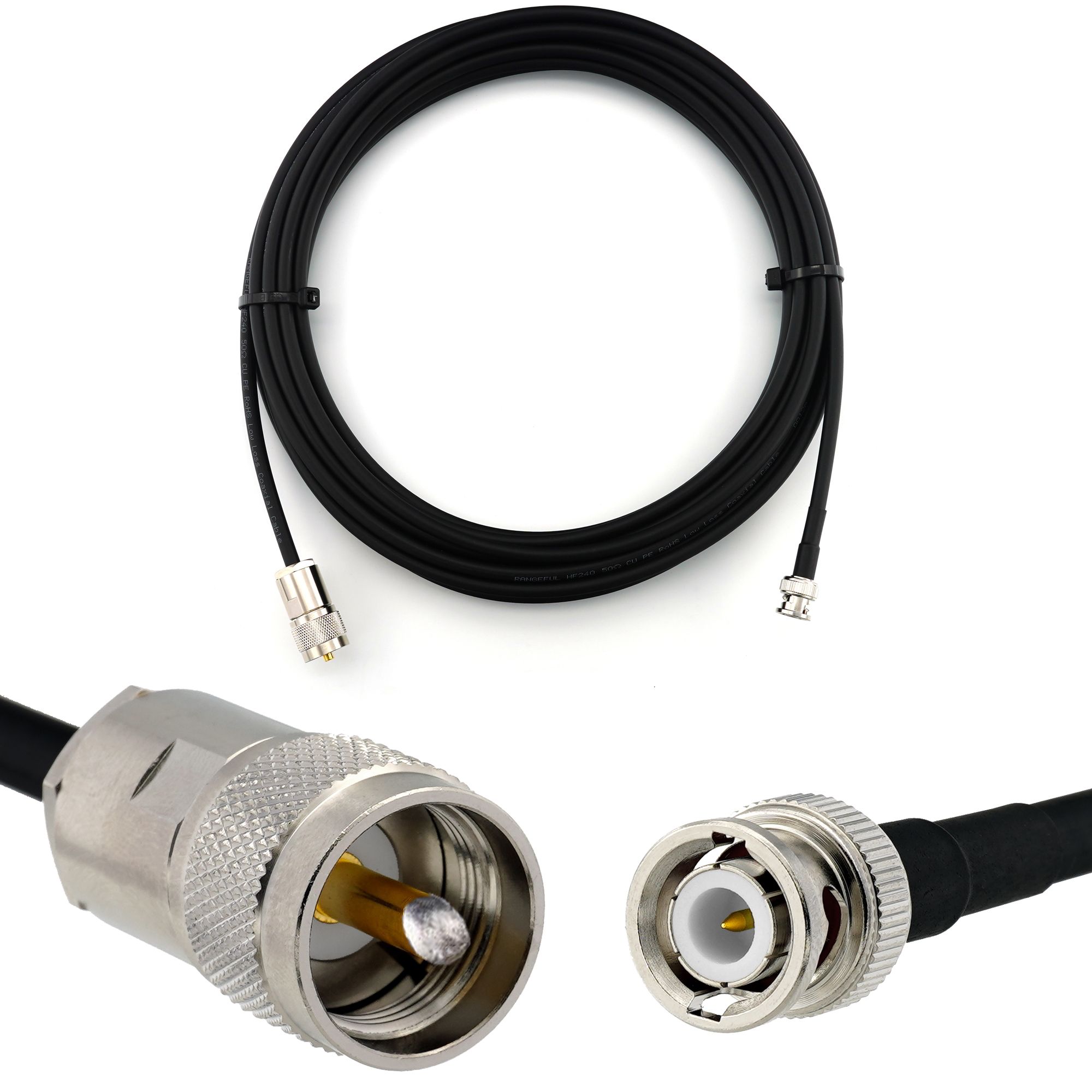 BNC mâle vers PL259 5m câble coaxial - cable d'extension HF240 (LMR 240 équivalent) etanche - rallonge BNC PL pour Antenne CB Radio Amateur Sans fil Radio WIFI adaptateur UHF VHF