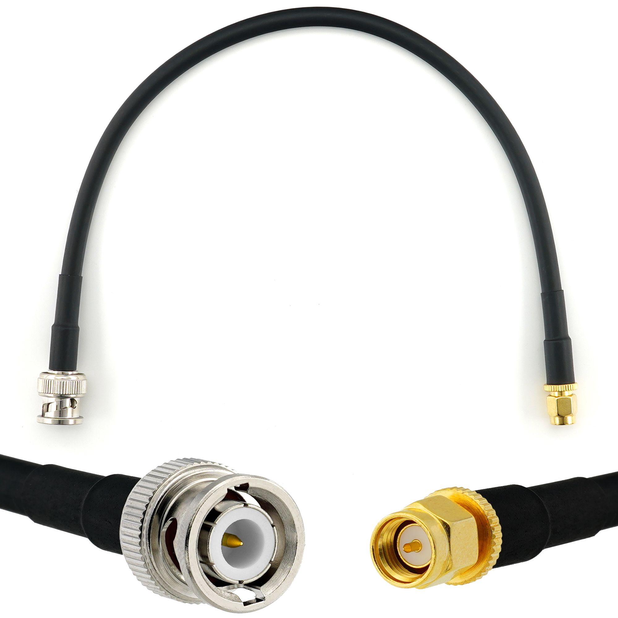 BNC mâle vers SMA mâle 30cm câble coaxial - cable d'extension HF240 (LMR 240 équivalent) etanche - rallonge BNC SMA pour Antenne CB Radio Amateur Sans fil Radio WIFI adaptateur UHF VHF