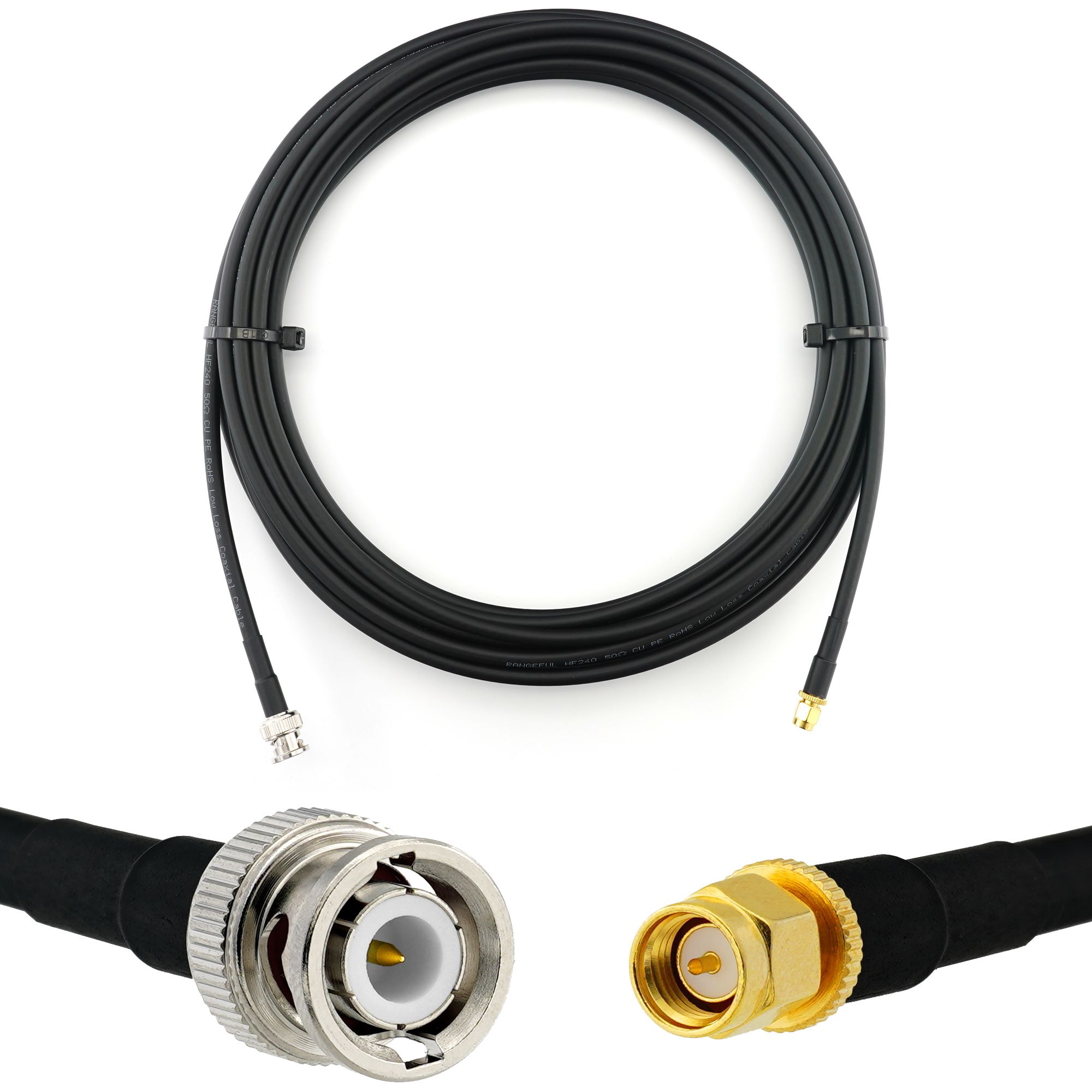 BNC mâle vers SMA mâle 5m câble coaxial - cable d'extension HF240 (LMR 240 équivalent) etanche - rallonge BNC SMA pour Antenne CB Radio Amateur Sans fil Radio WIFI adaptateur UHF VHF