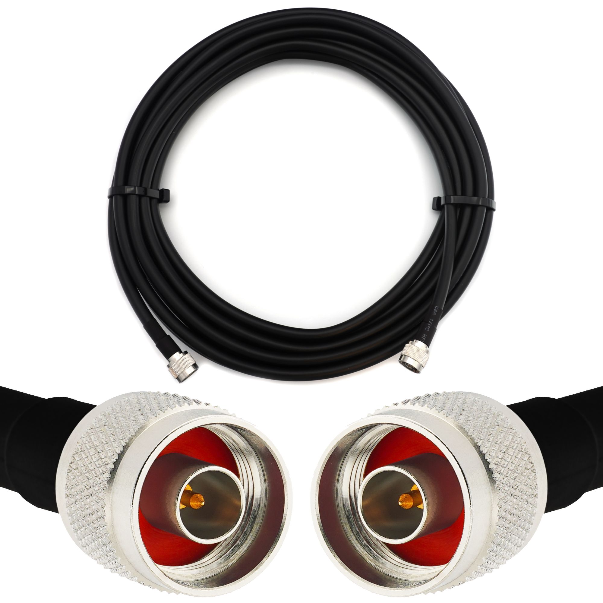 30m N mâle à N mâle Câble coaxial - HF400 Flexible 50 Ohm Câble d'extension (équivalent LMR400 UF UltraFlex) - pour WiFi LTE CDMA GSM DCS 4G 5G 6G Mobile Wireless Routeur Antenne