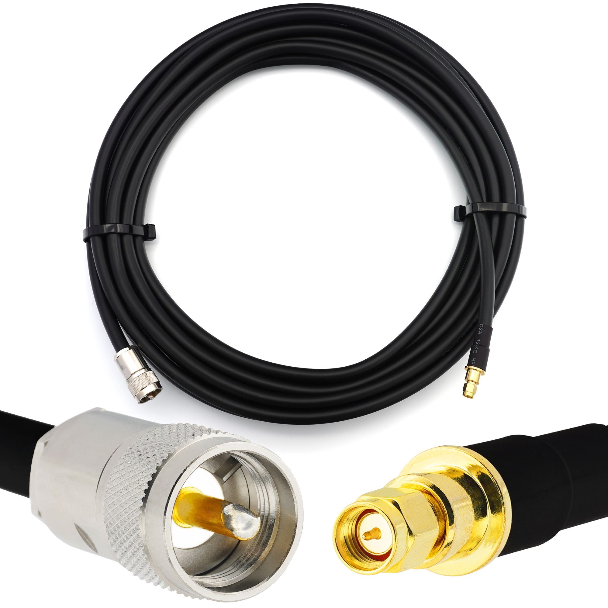 5m PL259 vers SMA mâle UHF câble coaxial étanche IP67 - HF400 Flexible 50 Ohm Câble d'extension (équivalent LMR400 UF UltraFlex) - pour HAM CB Radio Antenne Mesureur de TOS Amateur Ondes courtes RF