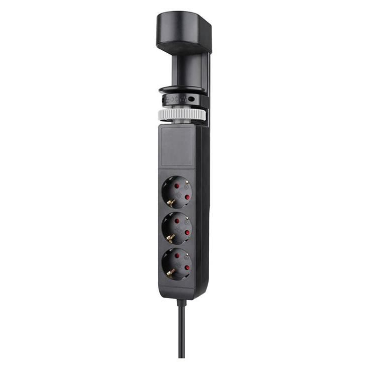 Neomounts - Coupe-circuit - USB-C + USB-A - CA 230 V - 3680 watt - entrée : Type F - connecteurs de sortie : 3 (2 x 24 broches USB-C (PD), USB, 3 x alimentation Type F) - 1.4 m cordon - noir - avec support de bureau à pince