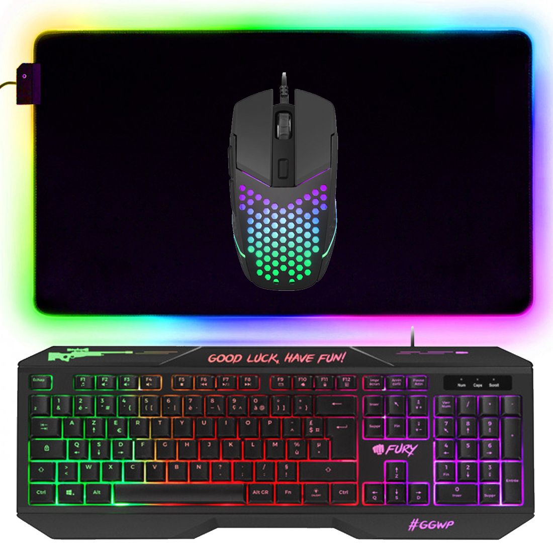 Pack Gamer Battle Royale 3 en 1 Clavier Souris Tapis Rétroéclairage RGB