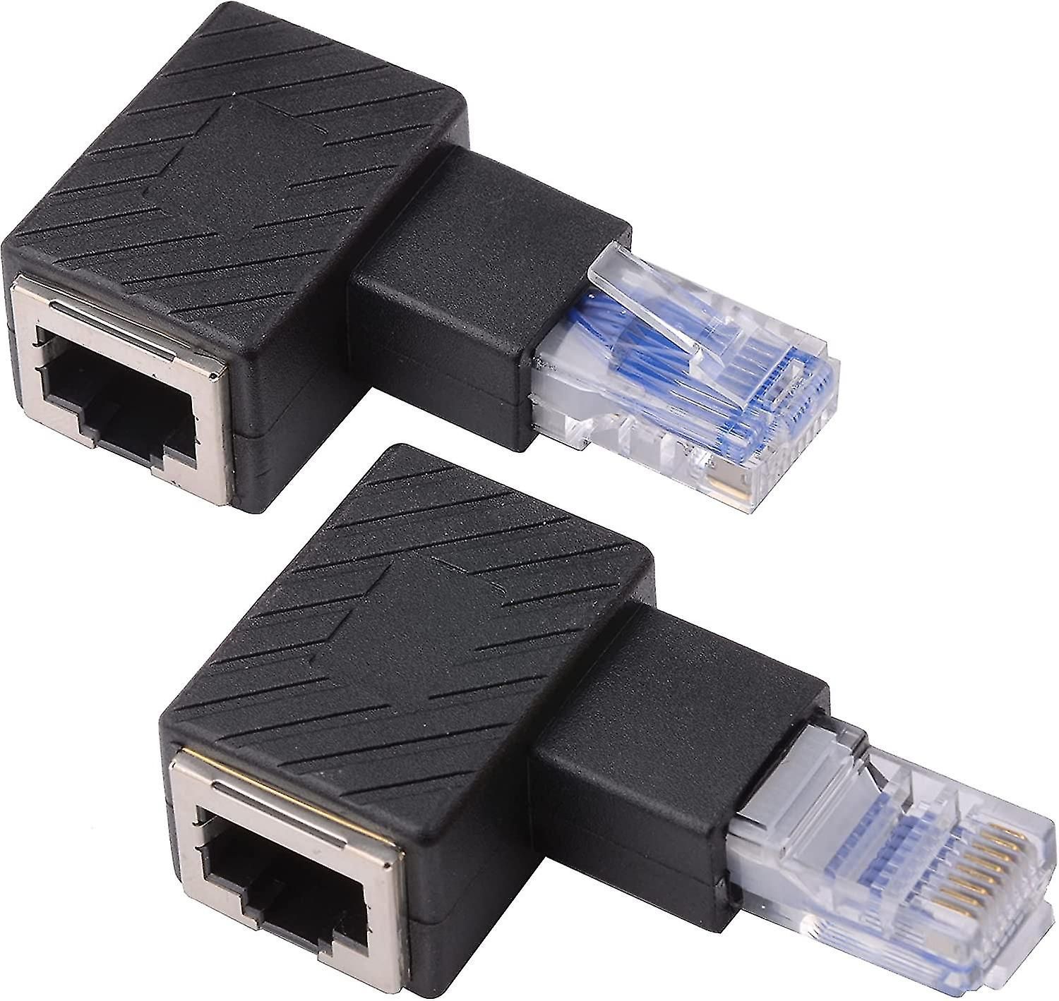 Adaptateur Ethernet Ynong à 90 degrés, ensemble de 2 pièces (angles droit et gauche, prise RJ45 vers prise)
