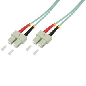 LogiLink - Cordon de raccordement - SC multi-mode (M) pour SC multi-mode (M) - 3 m - fibre optique - duplex - 50 / 125 microns - OM3 - sans halogène - turquoise