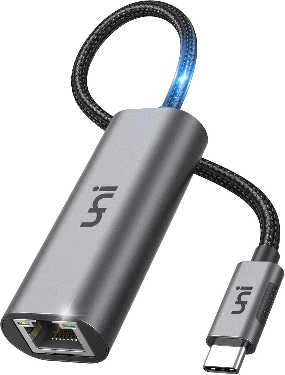 NFGR-Adaptateur Usb C Vers Ethernet 2,5G, Ethernet Usb C Vers Rj45 2500 Mbps, Aluminium & Nylon, Adaptateur Lan Thunderbolt 4/3 Pour Iphone 15 Pro Max, Macbook Pro/Air, Ordinateurs Portables, Pc Etc.