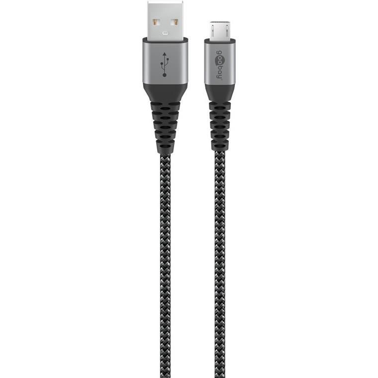Goobay Câble Textile Micro-USB vers USB-A avec Connecteurs Métalliques 50cm