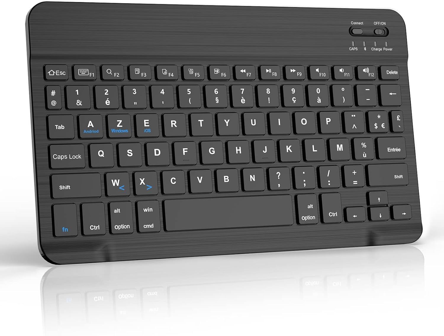 Clavier Bluetooth Pour Ipad,Ipad Air/Pro,Tablette Samsung,Xiaomi Pad 7/6/5,Mac,Azerty Français Clavier Léger Rechargeable Portables Pour Système Ios,Android,Windows,Noir